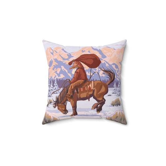 Wyoming Cowboy Santa Throw Pillow