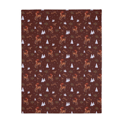 Cowboy Santa Velveteen Microfiber Throw Blanket in Burgundy