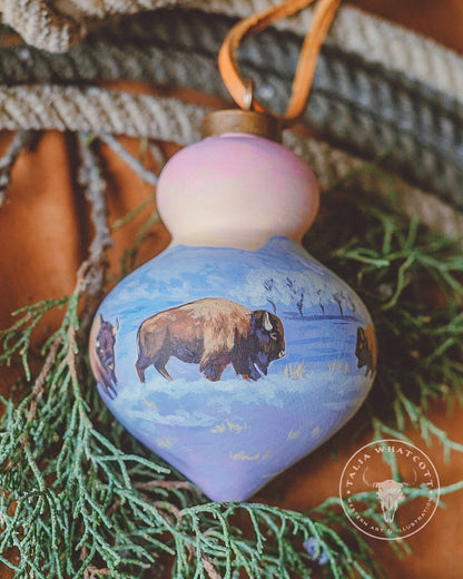 Bison Winter Ceramic Ornament