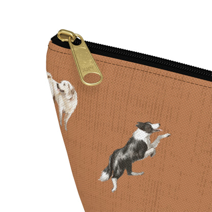 Cow Dogs Pencil Pouch in Saddle
