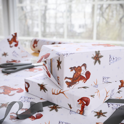 Cowboy Santa Wrapping Paper in Frosty Blue