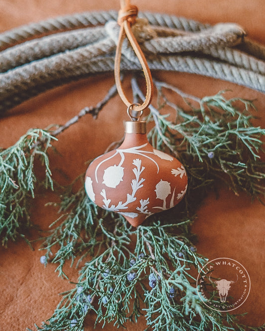 Terra Cotta Sego Lilies Ceramic Ornament