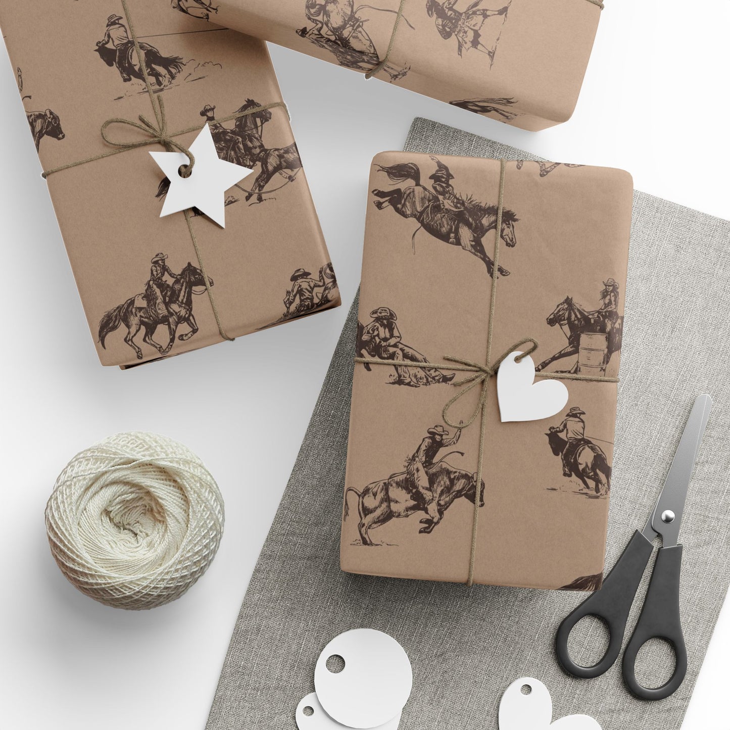 Let's Rodeo Brown Kraft Wrapping Paper