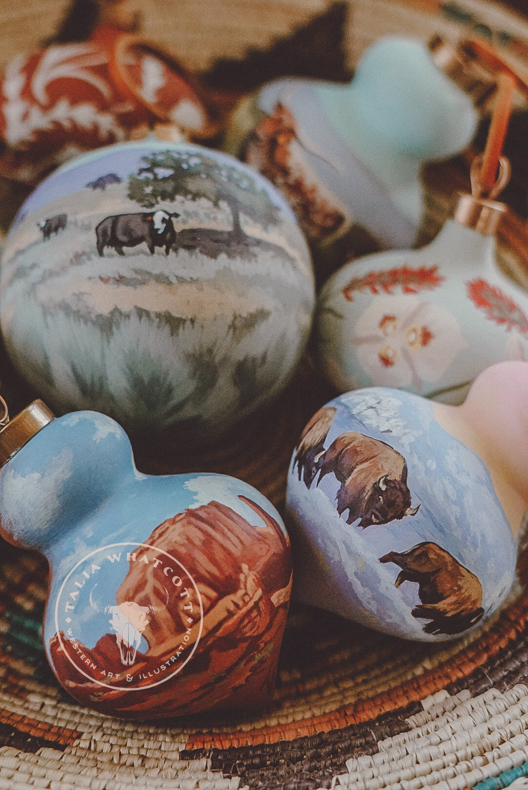 Baldy Cows on the Prairie Ceramic Ornament
