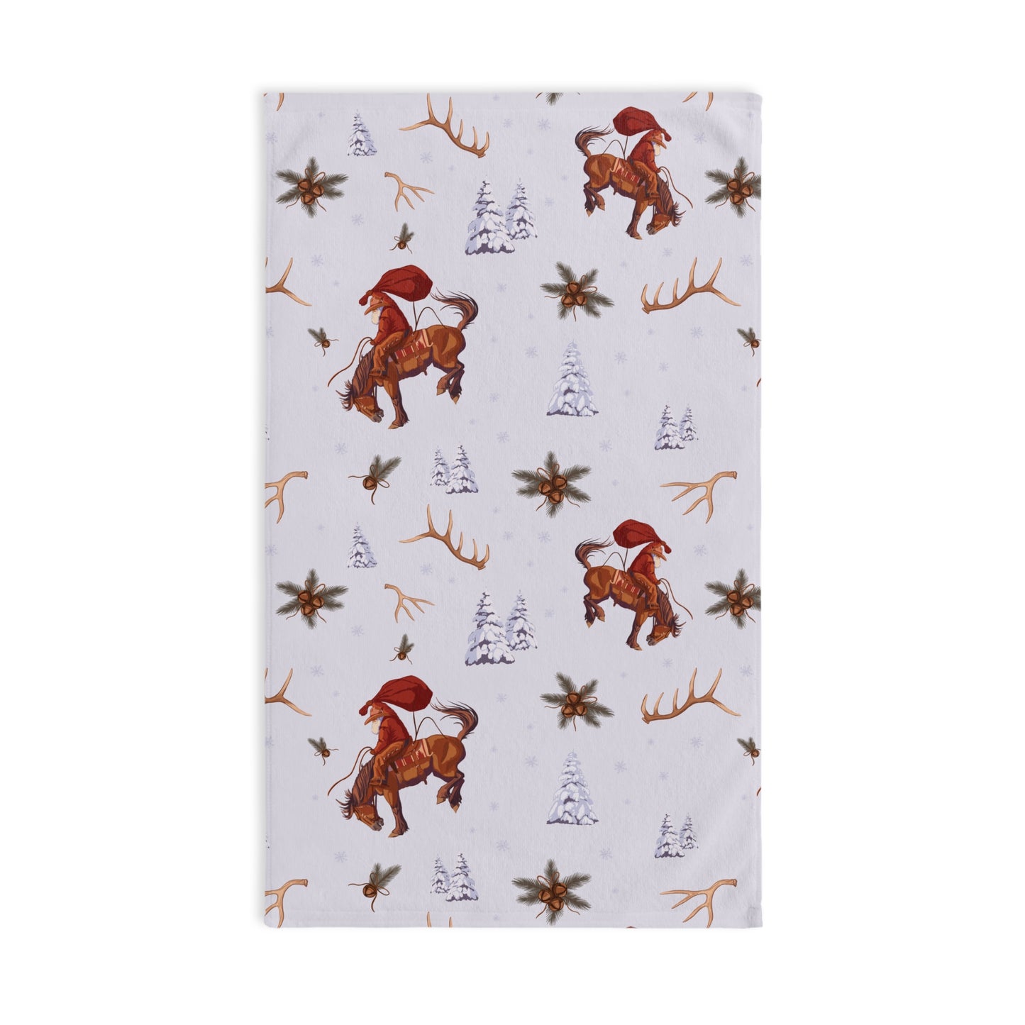 Cowboy Santa Hand Towel in Frosty Blue