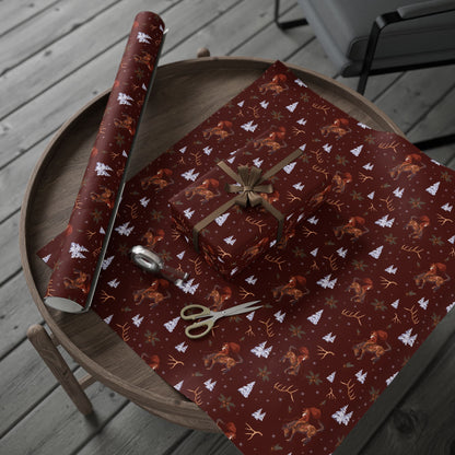 Cowboy Santa Wrapping Paper in Burgundy