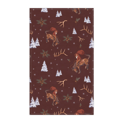 Cowboy Santa Kitchen Towel in Burgundy