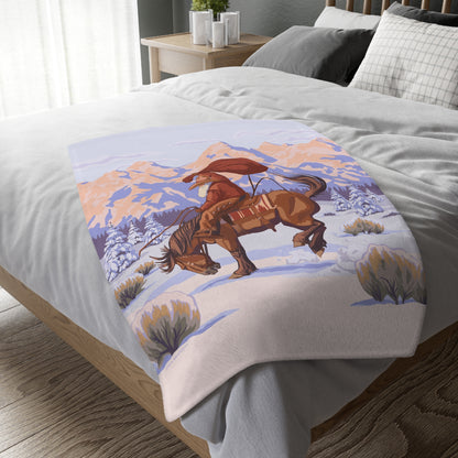 Wyoming Cowboy Santa Velveteen Microfiber Throw Blanket