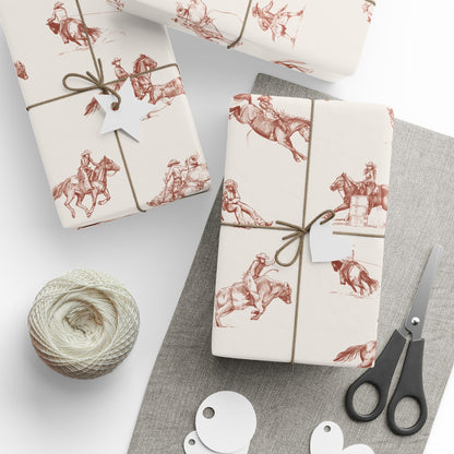 Let's Rodeo Red & Cream Wrapping Paper