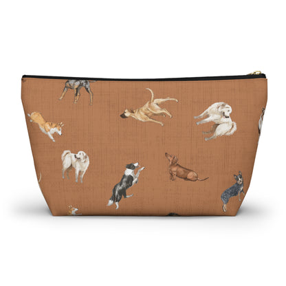 Cow Dogs Pencil Pouch in Saddle