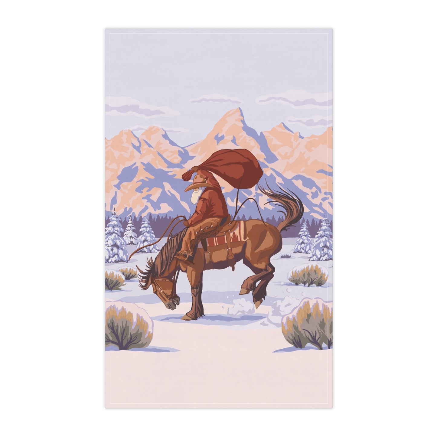 Wyoming Cowboy Santa Kitchen Towel