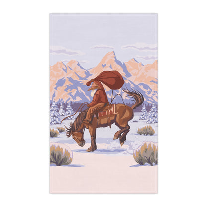 Wyoming Cowboy Santa Kitchen Towel