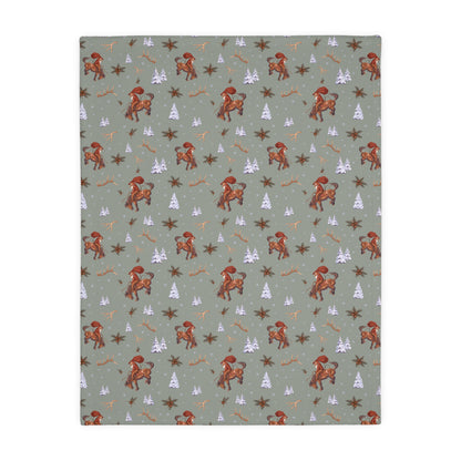 Cowboy Santa Velveteen Microfiber Throw Blanket in Sage