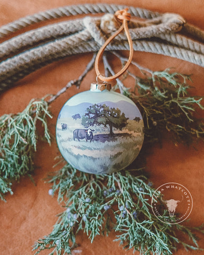 Baldy Cows on the Prairie Ceramic Ornament
