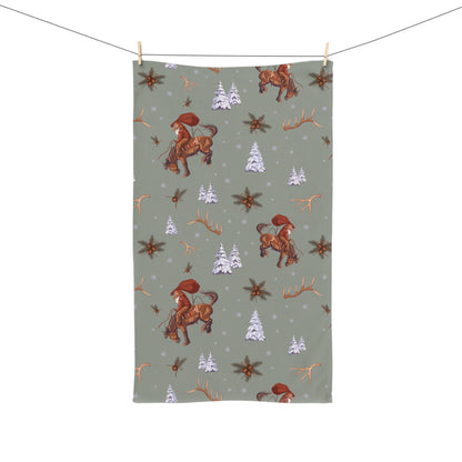 Cowboy Santa Hand Towel in Sage
