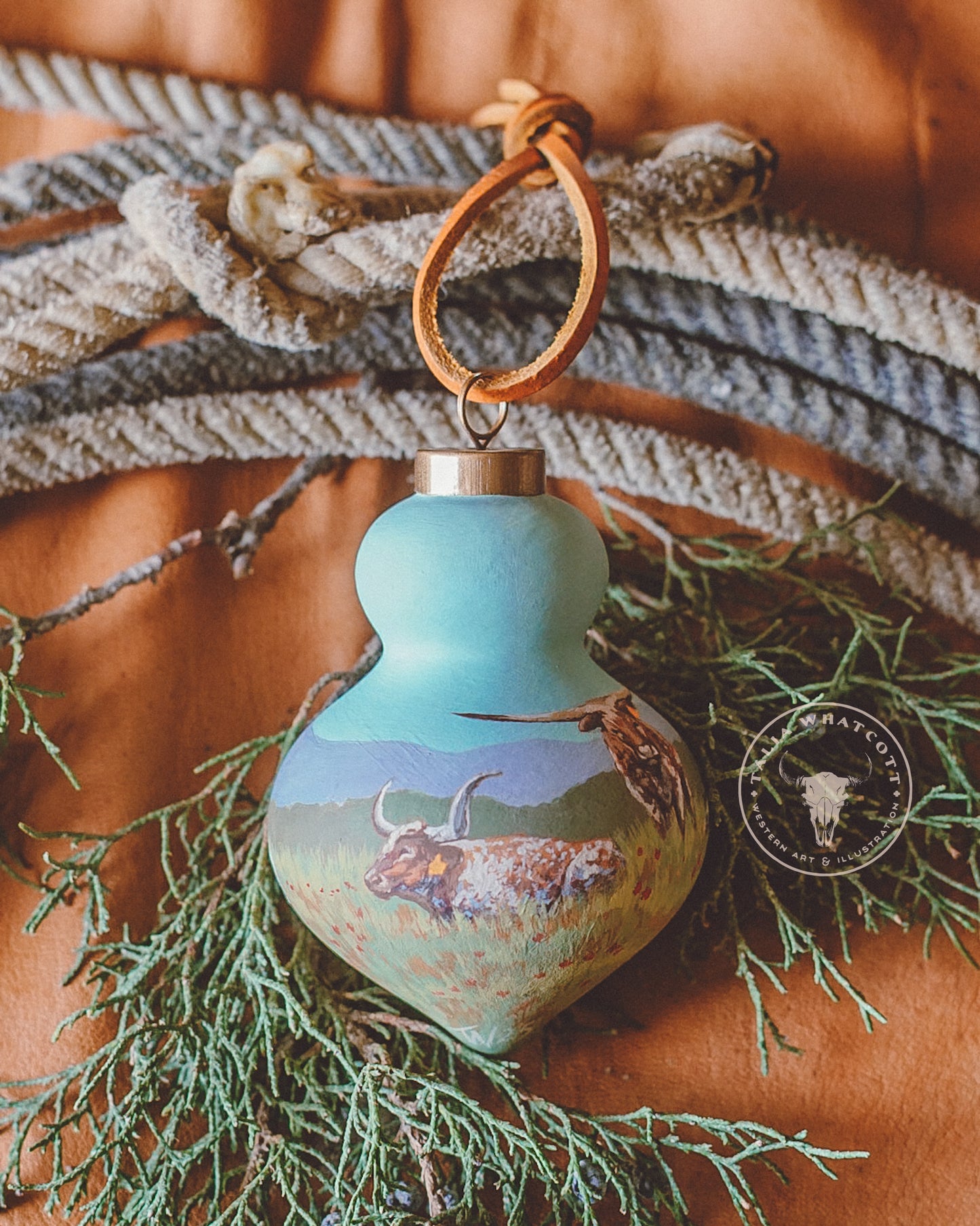 Longhorn Prairie Ceramic Ornament