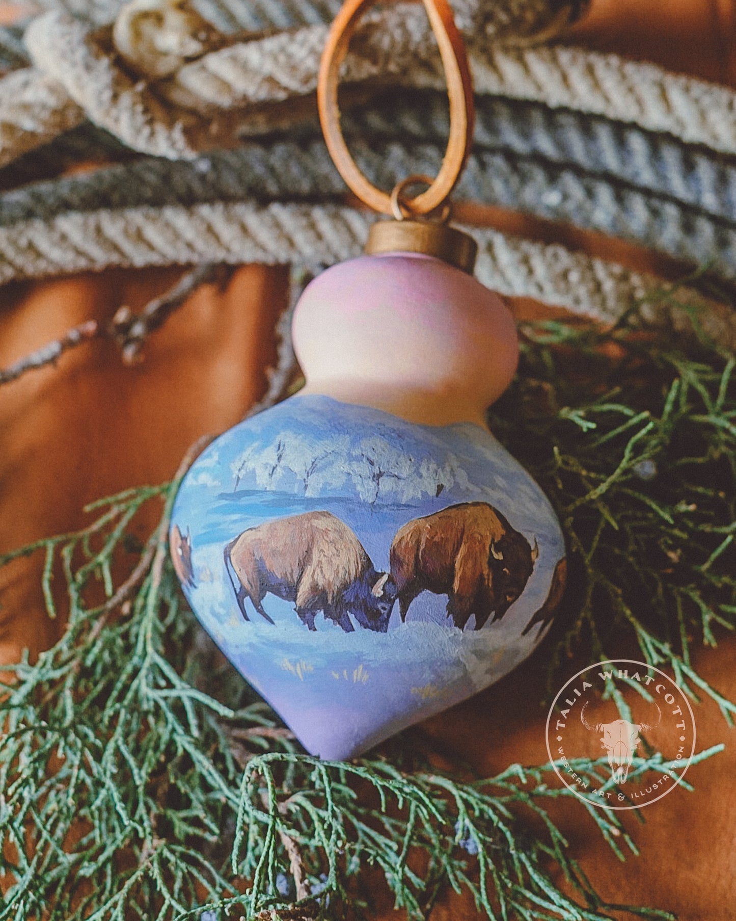 Bison Winter Ceramic Ornament