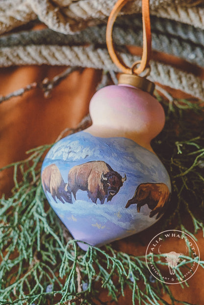 Bison Winter Ceramic Ornament