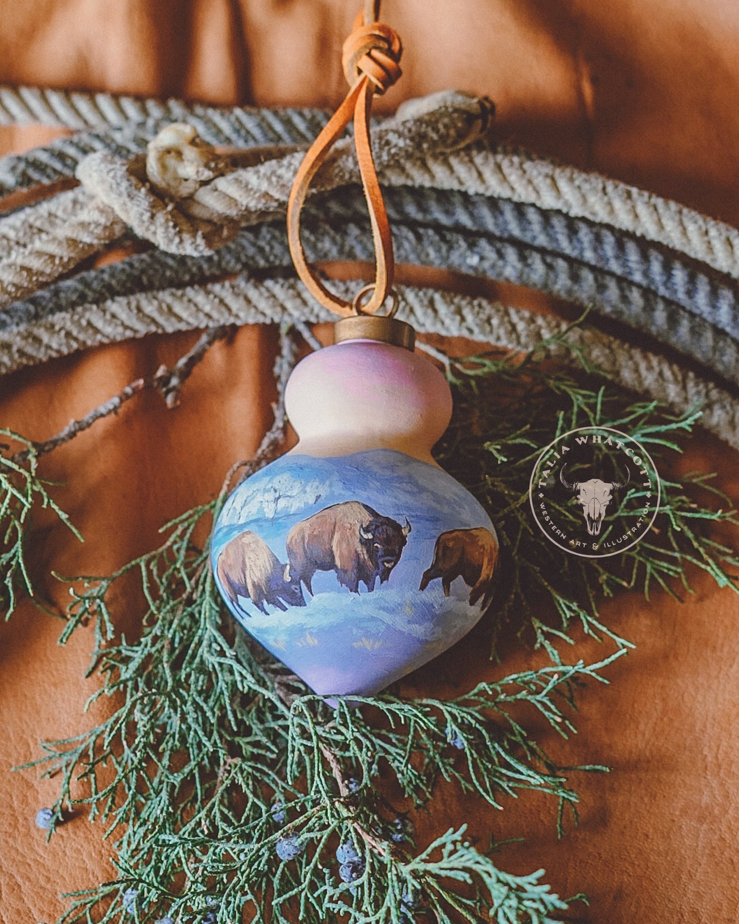 Bison Winter Ceramic Ornament