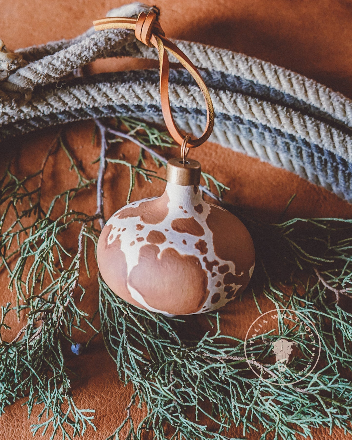 Longhorn Cowhide Ceramic Ornament