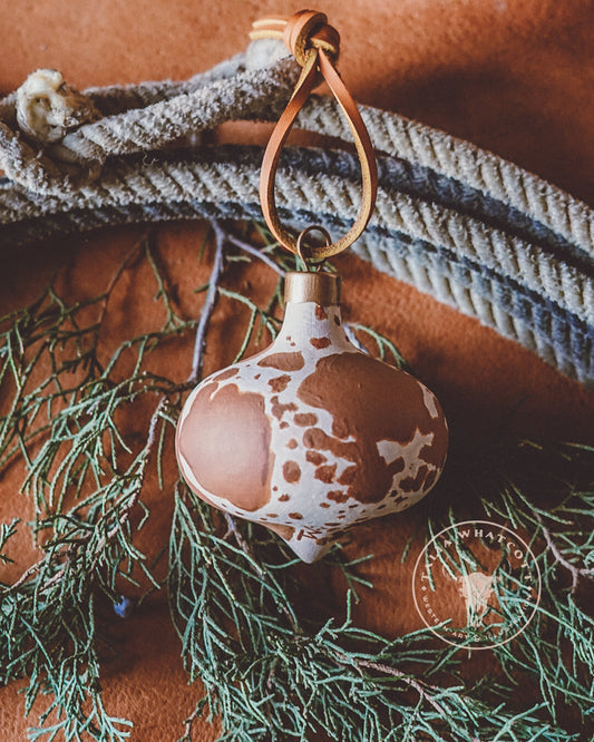 Longhorn Cowhide Ceramic Ornament
