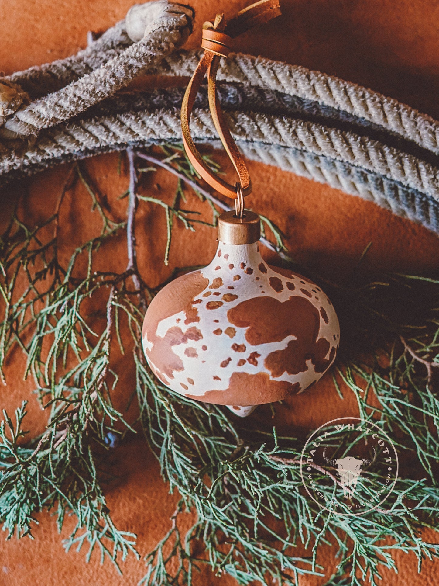 Longhorn Cowhide Ceramic Ornament