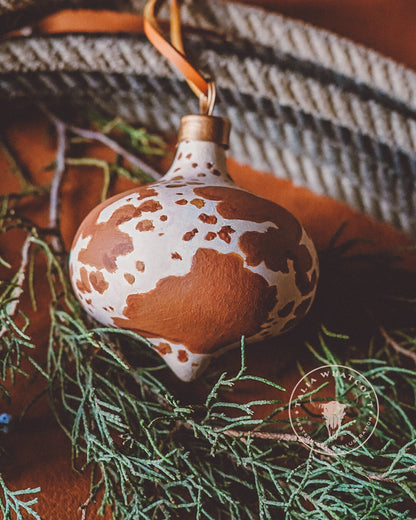 Longhorn Cowhide Ceramic Ornament