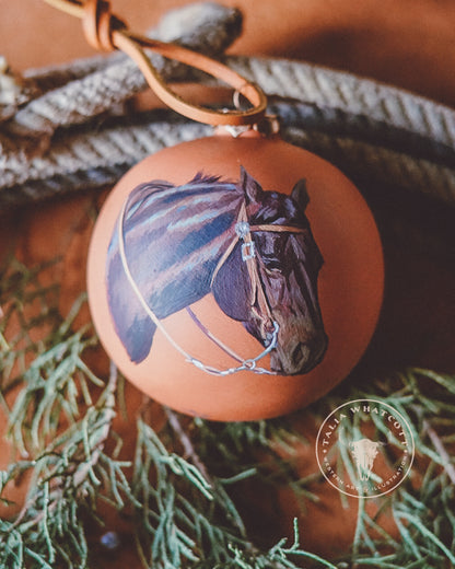 Vintage Cowboy and a Black Horse Ceramic Ornament