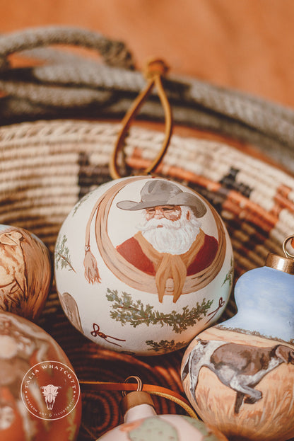 Cowboy Santa Ceramic Ornament