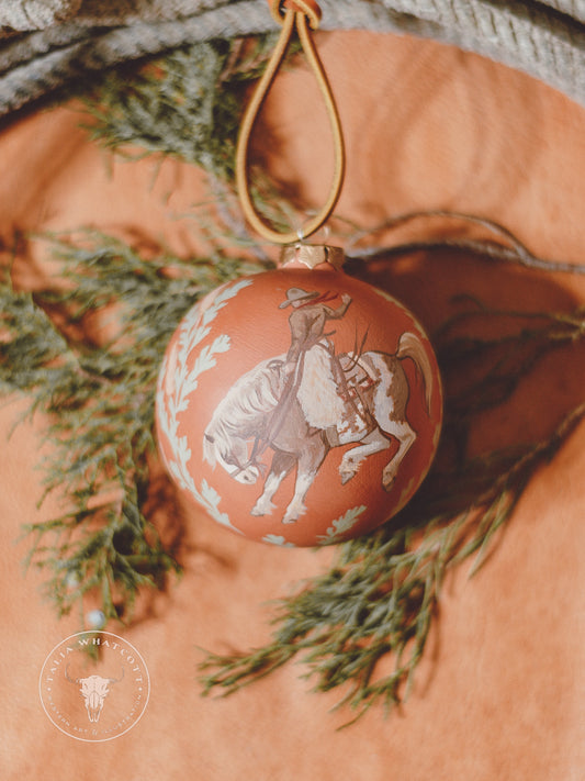 Paint Bucking Horse Ceramic Ornament