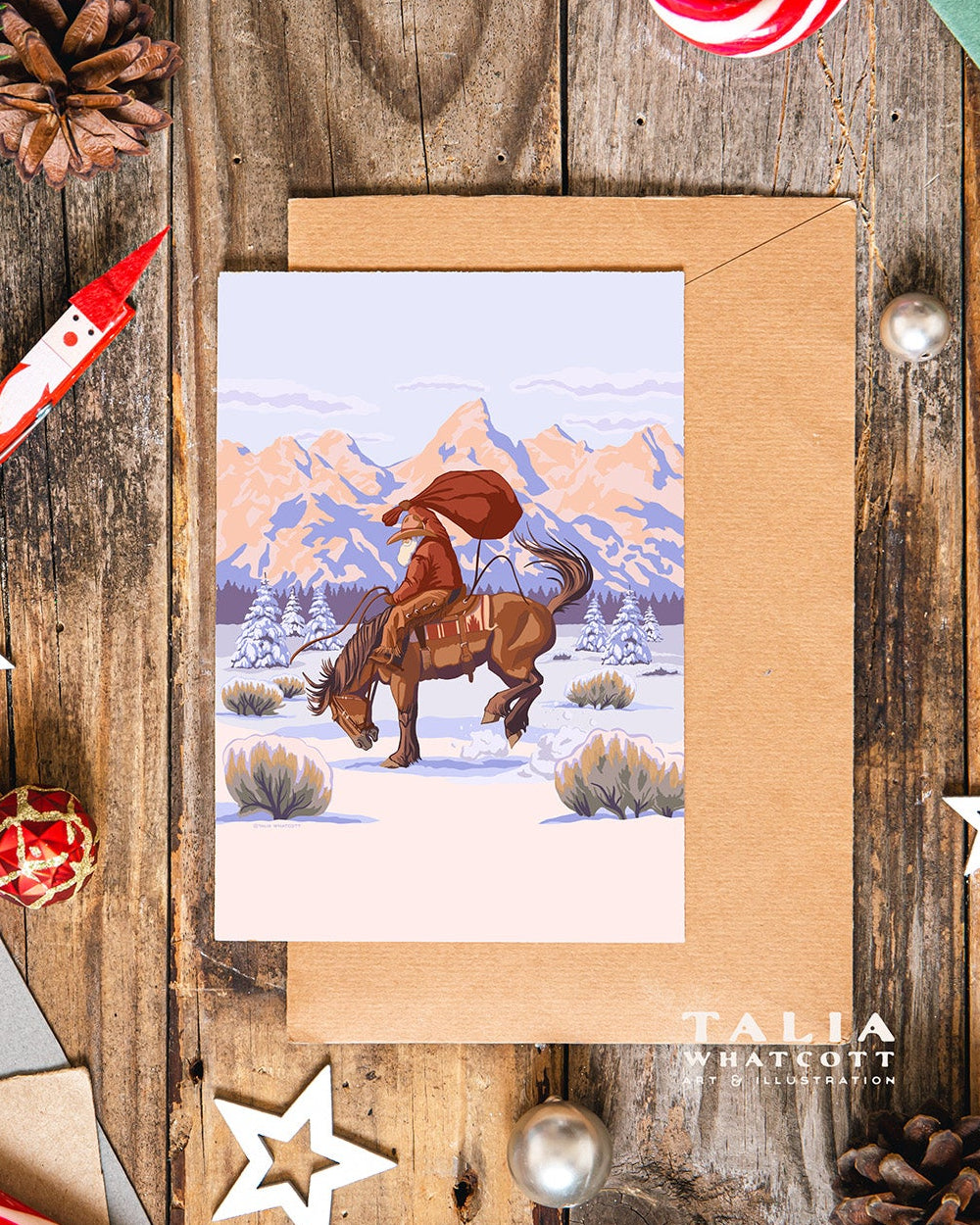 Wyoming Cowboy Santa Greeting Cards (1, 10, 30, 50 pack)