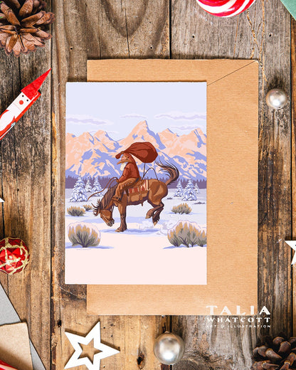 Wyoming Cowboy Santa Greeting Cards (1, 10, 30, 50 pack)