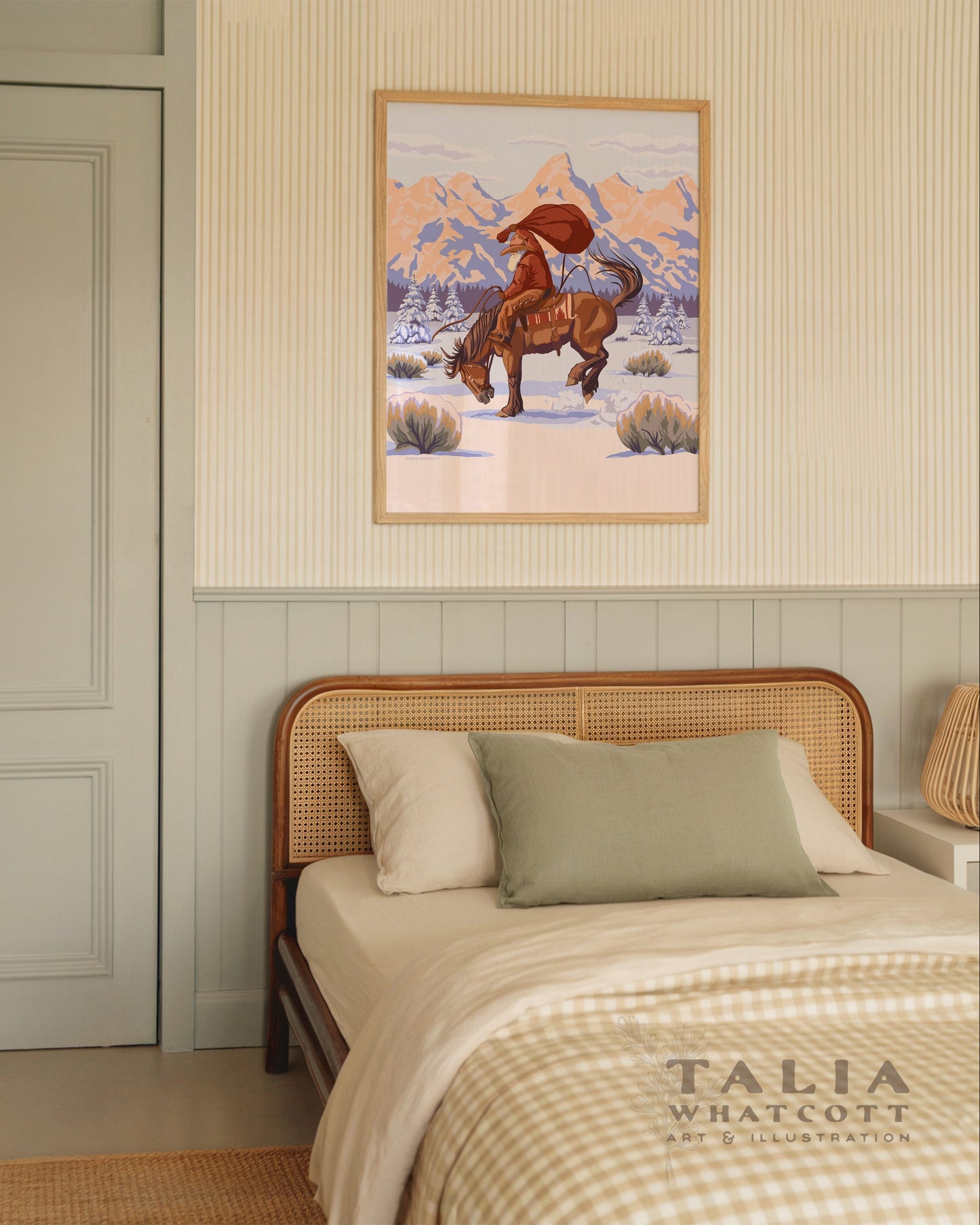 "Wyoming Cowboy Santa" Premium Matte Paper Art Print