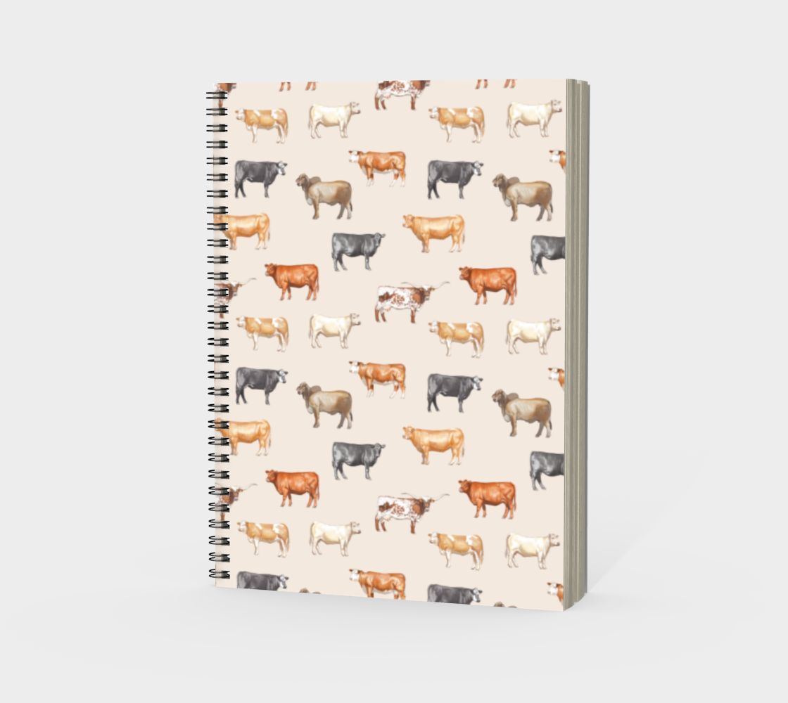 Beef Cows Spiral Bound Notebook/Sketchbook in Cream