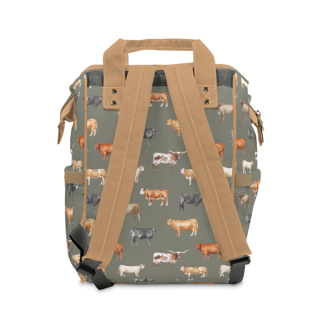 Beef Cows Diaper Bag in Green