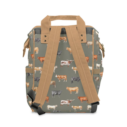 Beef Cows Diaper Bag in Green