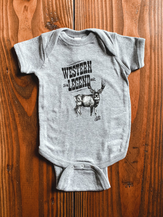 “Western Legend” Graphic Bodysuit in Heather Gray
