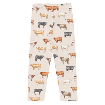 Beef Cows Kid's Leggings in Cream