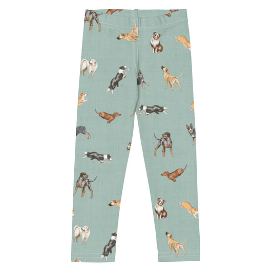 Cow Dogs Kid's Leggings in Turquoise