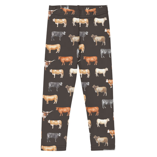 Beef Cows Kid's Leggings in Black