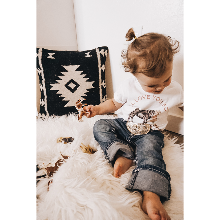 "I'll Love You For Heifer" Baby Infant Western Graphic Tee in Snow