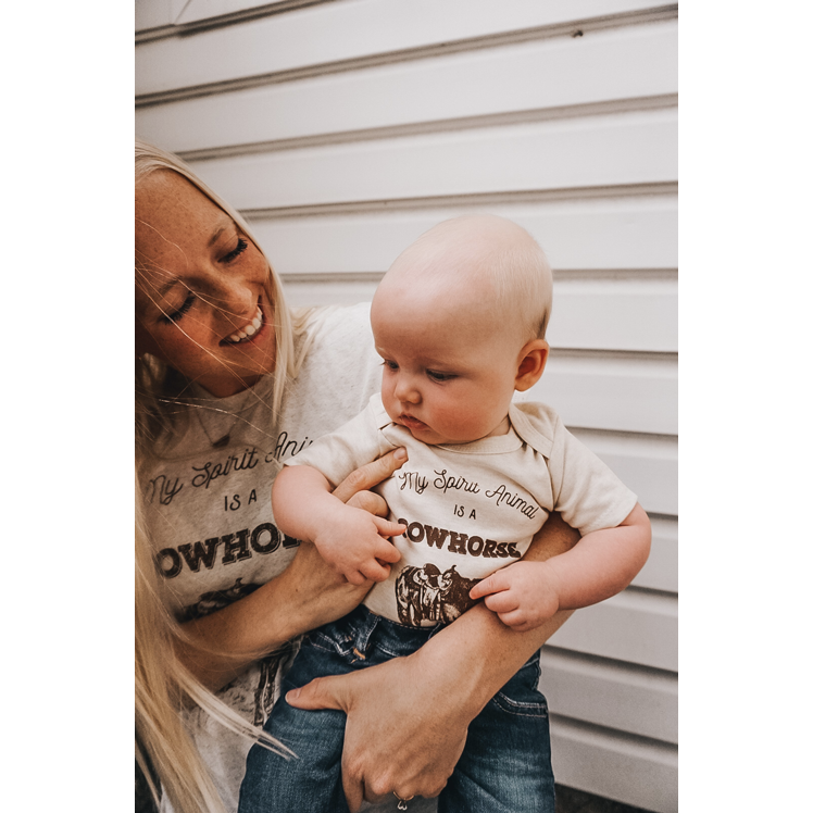 “Cowhorse” Graphic Bodysuit in Oatmeal