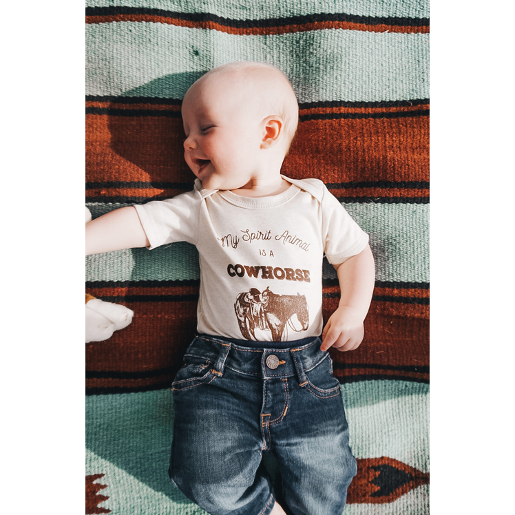 “Cowhorse” Graphic Bodysuit in Oatmeal