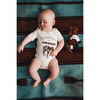 “Cowhorse” Graphic Bodysuit in Oatmeal
