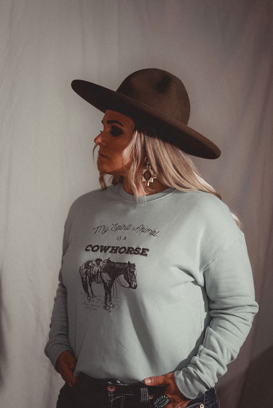 “Cowhorse” Graphic Crewneck Sweatshirt in Big Sky